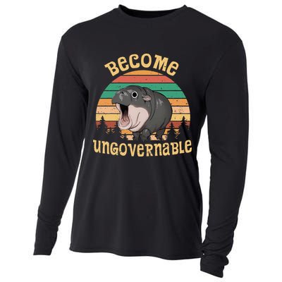 Become Ungovernable Moo Deng Baby Pygmy Hippo Cooling Performance Long Sleeve Crew