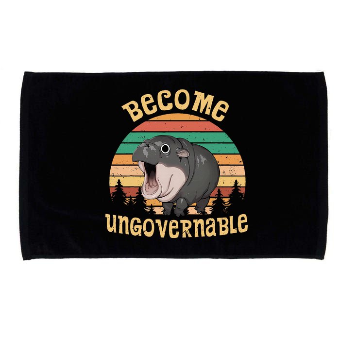 Become Ungovernable Moo Deng Baby Pygmy Hippo Microfiber Hand Towel