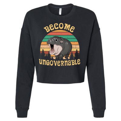 Become Ungovernable Moo Deng Baby Pygmy Hippo Cropped Pullover Crew