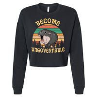 Become Ungovernable Moo Deng Baby Pygmy Hippo Cropped Pullover Crew
