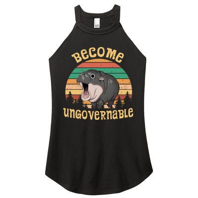 Become Ungovernable Moo Deng Baby Pygmy Hippo Women's Perfect Tri Rocker Tank
