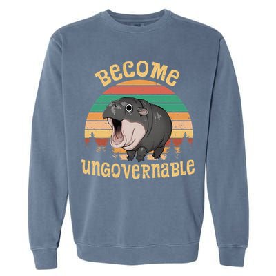 Become Ungovernable Moo Deng Baby Pygmy Hippo Garment-Dyed Sweatshirt
