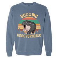 Become Ungovernable Moo Deng Baby Pygmy Hippo Garment-Dyed Sweatshirt