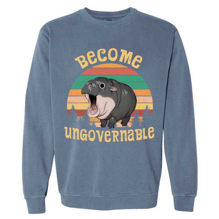 Become Ungovernable Moo Deng Baby Pygmy Hippo Garment-Dyed Sweatshirt