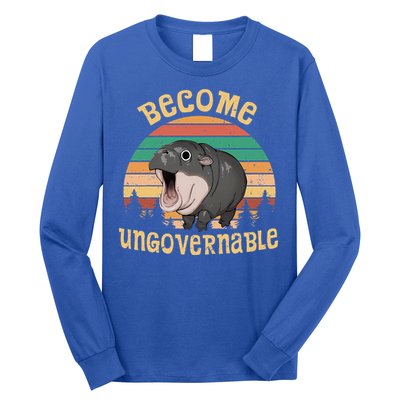 Become Ungovernable Moo Deng Baby Pygmy Hippo Long Sleeve Shirt