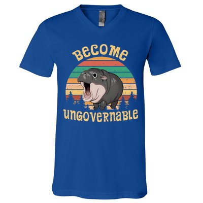 Become Ungovernable Moo Deng Baby Pygmy Hippo V-Neck T-Shirt