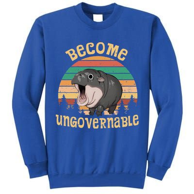 Become Ungovernable Moo Deng Baby Pygmy Hippo Tall Sweatshirt
