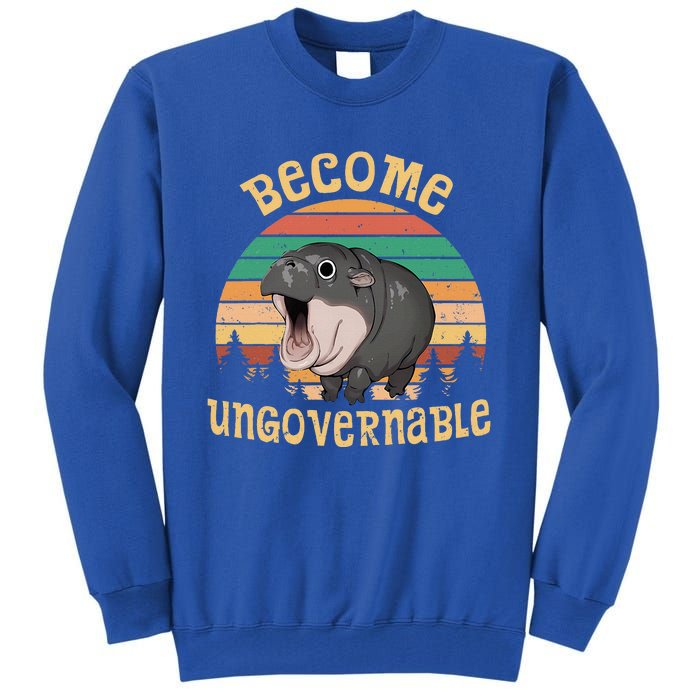 Become Ungovernable Moo Deng Baby Pygmy Hippo Tall Sweatshirt