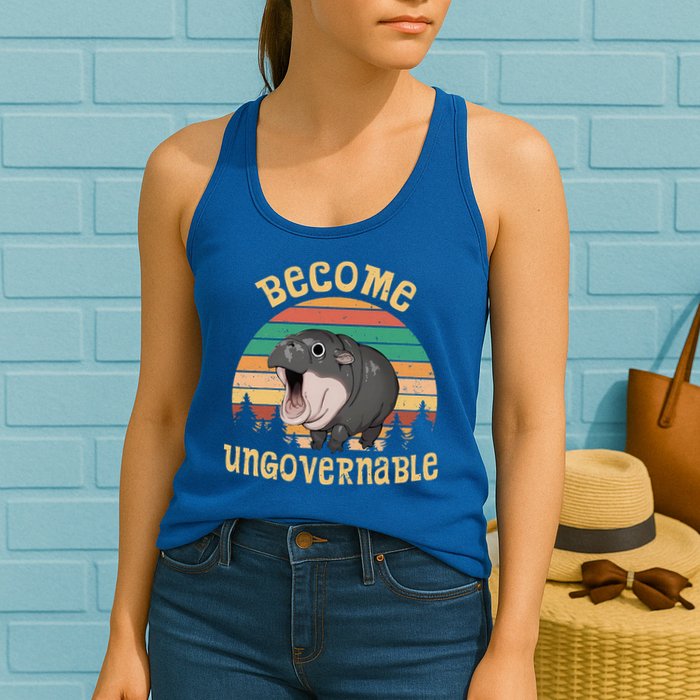 Become Ungovernable Moo Deng Baby Pygmy Hippo Womens Tank Top