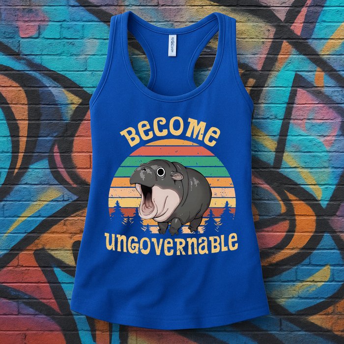 Become Ungovernable Moo Deng Baby Pygmy Hippo Womens Tank Top