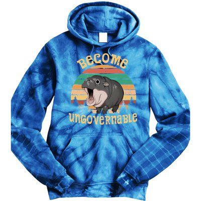 Become Ungovernable Moo Deng Baby Pygmy Hippo Tie Dye Hoodie