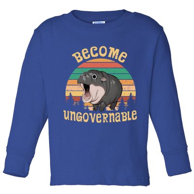 Become Ungovernable Moo Deng Baby Pygmy Hippo Toddler Long Sleeve Shirt