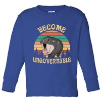 Become Ungovernable Moo Deng Baby Pygmy Hippo Toddler Long Sleeve Shirt