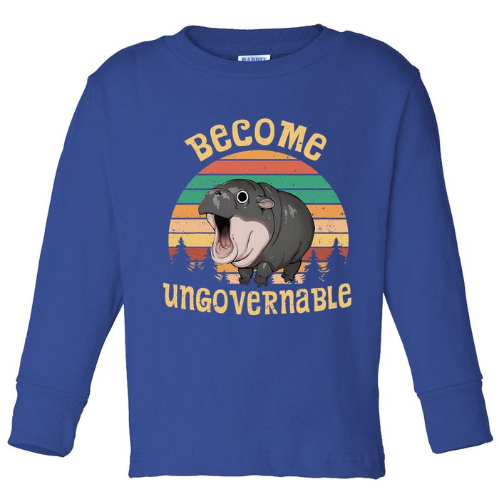 Become Ungovernable Moo Deng Baby Pygmy Hippo Toddler Long Sleeve Shirt