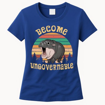Become Ungovernable Moo Deng Baby Pygmy Hippo Womens T-Shirt