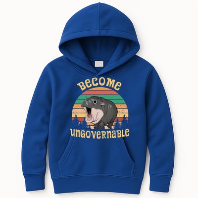 Become Ungovernable Moo Deng Baby Pygmy Hippo Kids Hoodie