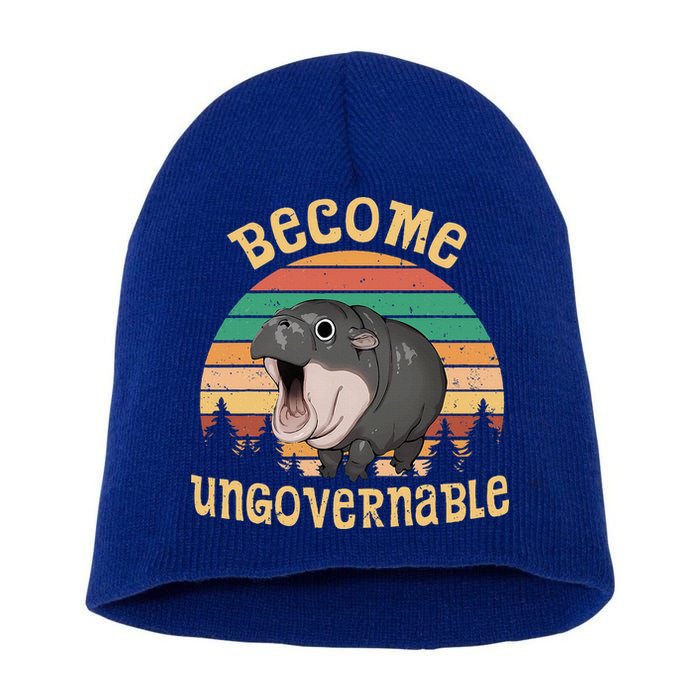 Become Ungovernable Moo Deng Baby Pygmy Hippo Short Acrylic Beanie