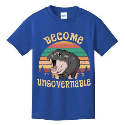Become Ungovernable Moo Deng Baby Pygmy Hippo Kids T-Shirt