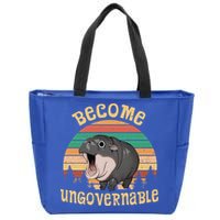 Become Ungovernable Moo Deng Baby Pygmy Hippo Zip Tote Bag