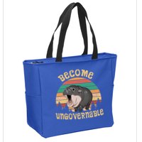 Become Ungovernable Moo Deng Baby Pygmy Hippo Zip Tote Bag