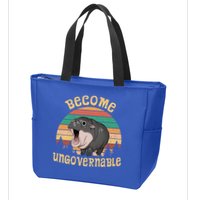 Become Ungovernable Moo Deng Baby Pygmy Hippo Zip Tote Bag