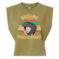 Become Ungovernable Moo Deng Baby Pygmy Hippo Garment-Dyed Women's Muscle Tee