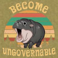 Become Ungovernable Moo Deng Baby Pygmy Hippo Garment-Dyed Women's Muscle Tee