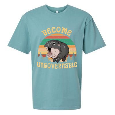 Become Ungovernable Moo Deng Baby Pygmy Hippo Sueded Cloud Jersey T-Shirt