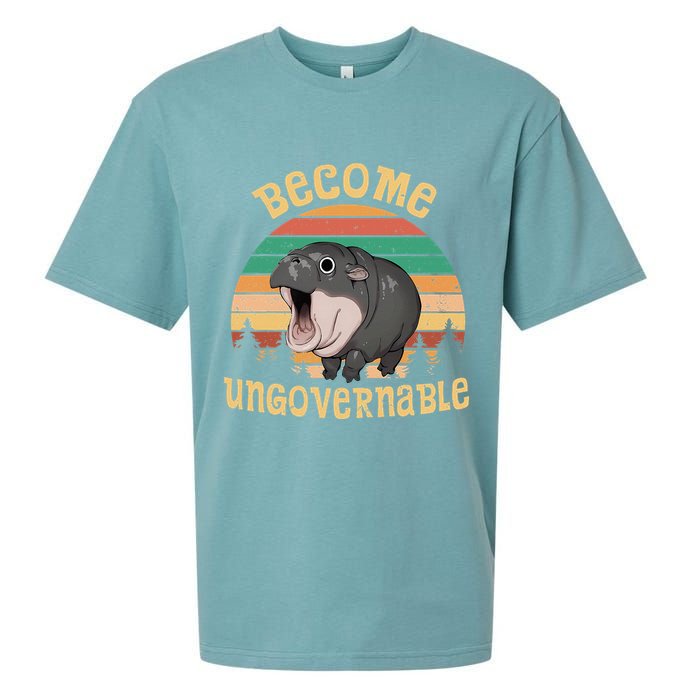 Become Ungovernable Moo Deng Baby Pygmy Hippo Sueded Cloud Jersey T-Shirt
