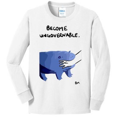 Become Ungovernable Moo Deng Kids Long Sleeve Shirt