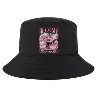 Become Ungovernable Moo Deng Funny Baby Hippo Cool Comfort Performance Bucket Hat