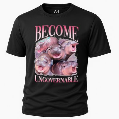 Become Ungovernable Moo Deng Funny Baby Hippo Cooling Performance Crew T-Shirt