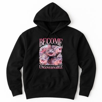 Become Ungovernable Moo Deng Funny Baby Hippo Hoodie