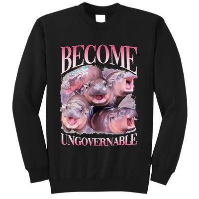 Become Ungovernable Moo Deng Funny Baby Hippo Sweatshirt