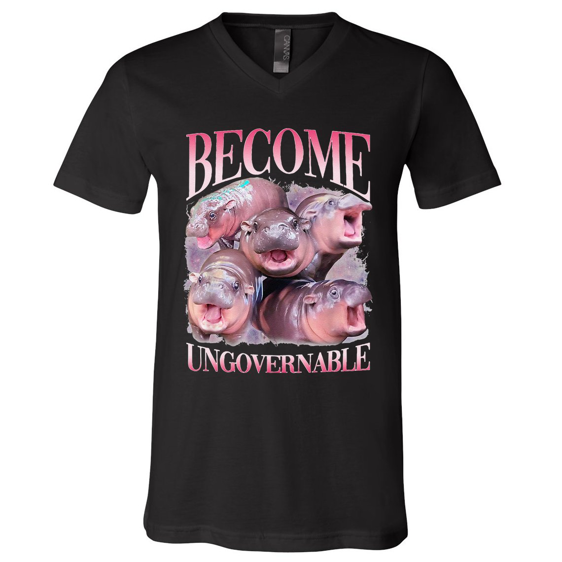 Become Ungovernable Moo Deng Funny Baby Hippo V-Neck T-Shirt