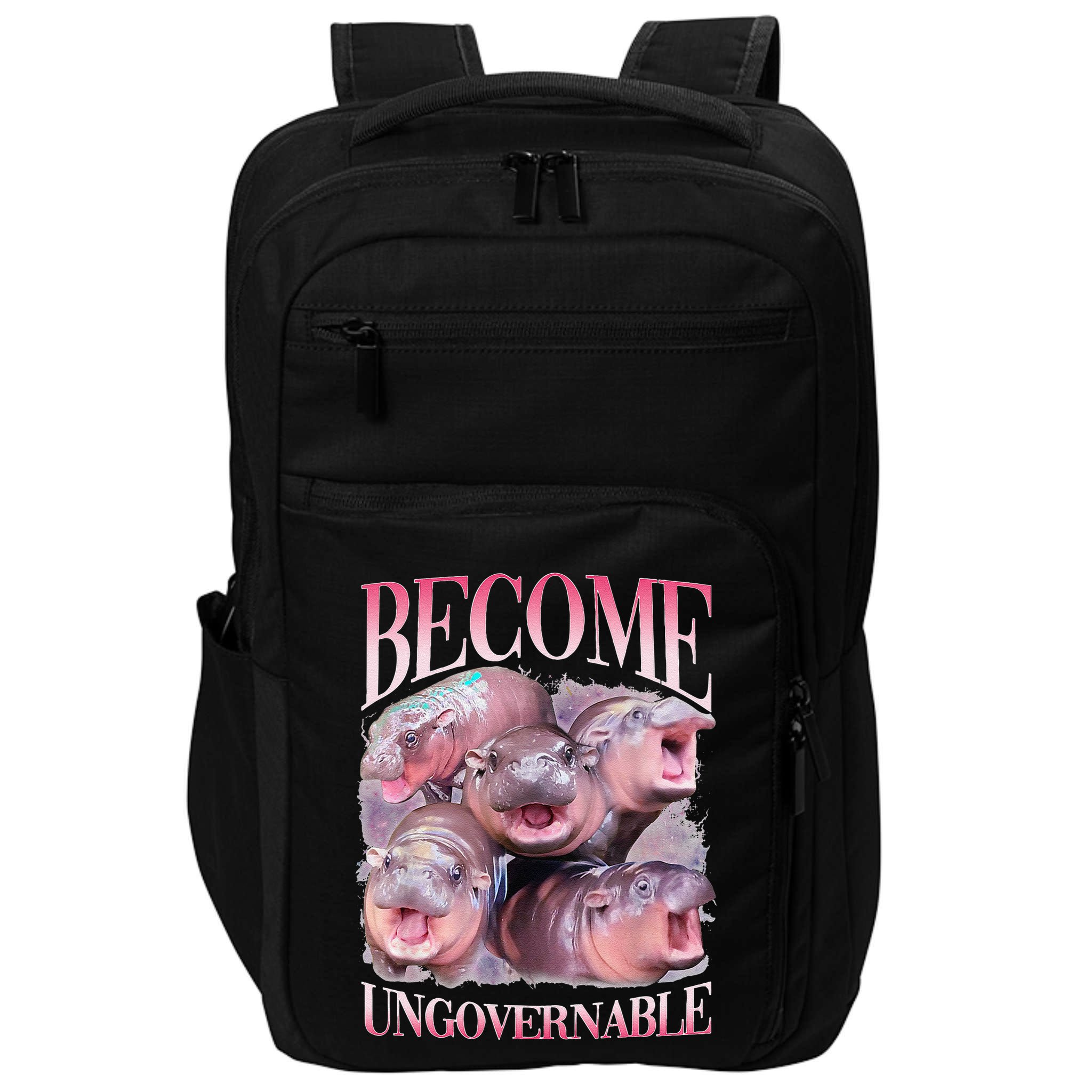 Become Ungovernable Moo Deng Funny Baby Hippo Impact Tech Backpack
