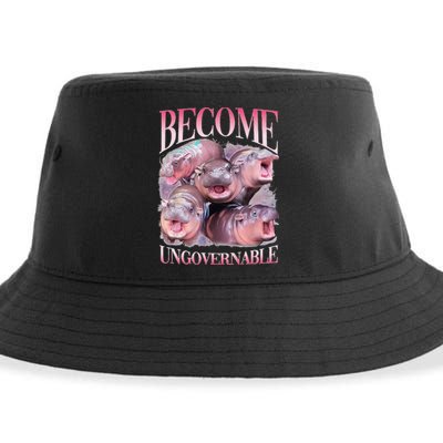 Become Ungovernable Moo Deng Funny Baby Hippo Sustainable Bucket Hat