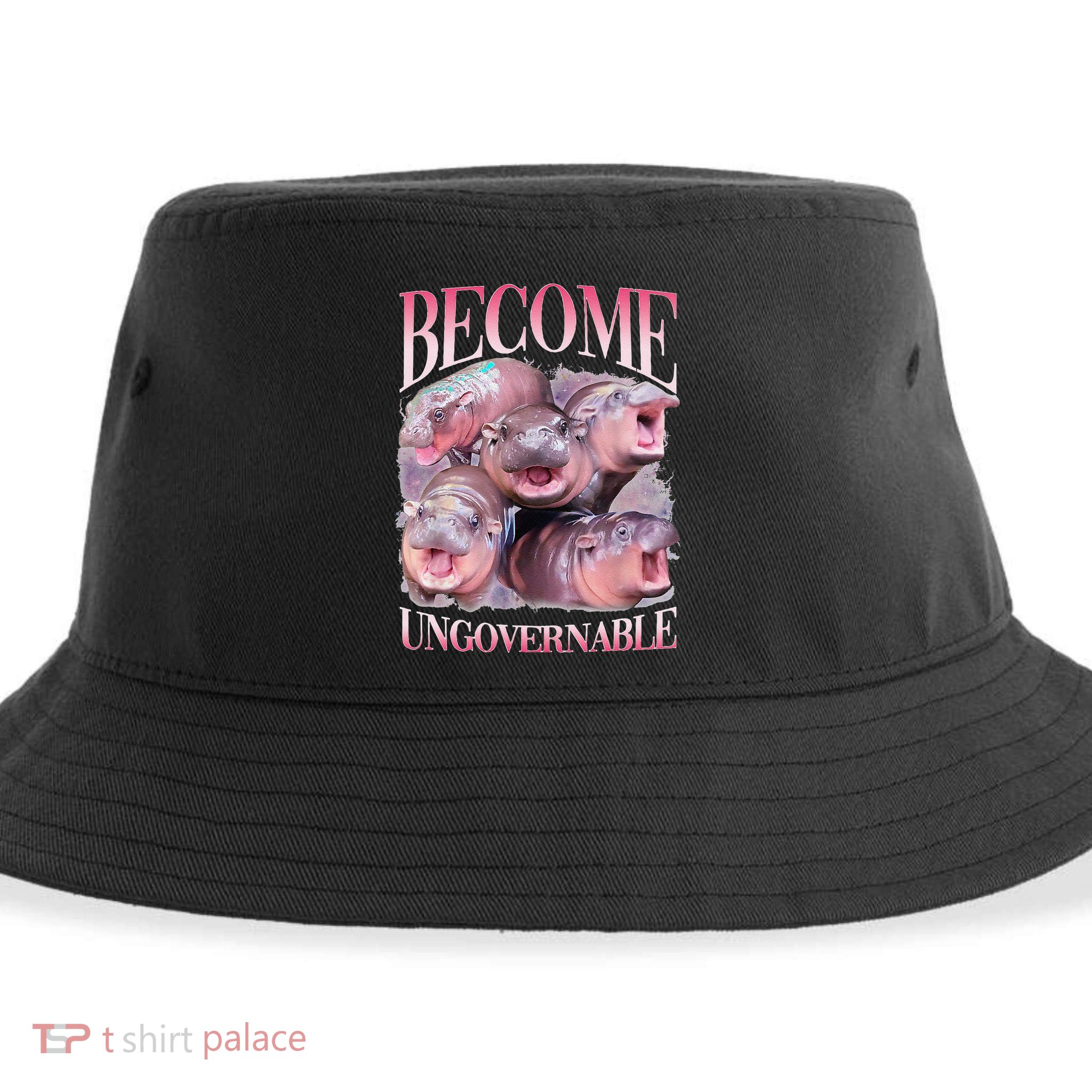 Become Ungovernable Moo Deng Funny Baby Hippo Sustainable Bucket Hat