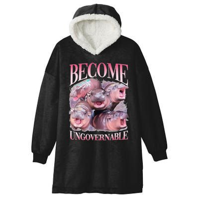 Become Ungovernable Moo Deng Funny Baby Hippo Hooded Wearable Blanket