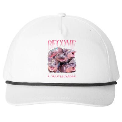 Become Ungovernable Moo Deng Funny Baby Hippo Snapback Five-Panel Rope Hat