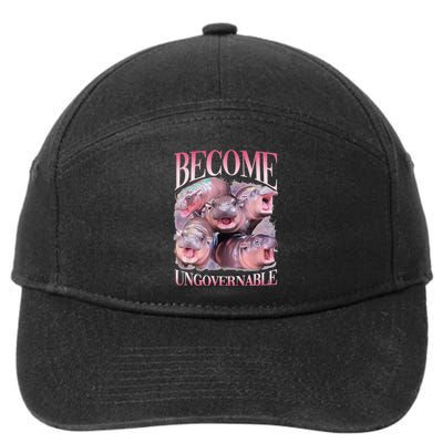 Become Ungovernable Moo Deng Funny Baby Hippo 7-Panel Snapback Hat