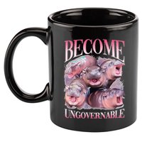 Become Ungovernable Moo Deng Funny Baby Hippo 11oz C Handle Ceramic Mug