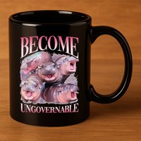 Become Ungovernable Moo Deng Funny Baby Hippo 11oz C Handle Ceramic Mug