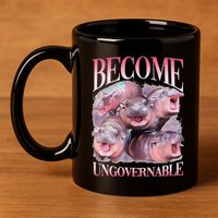 Become Ungovernable Moo Deng Funny Baby Hippo 11oz C Handle Ceramic Mug