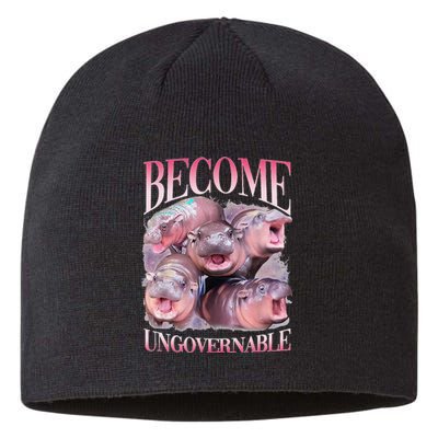 Become Ungovernable Moo Deng Funny Baby Hippo Sustainable Beanie