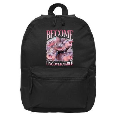 Become Ungovernable Moo Deng Funny Baby Hippo 16 in Basic Backpack