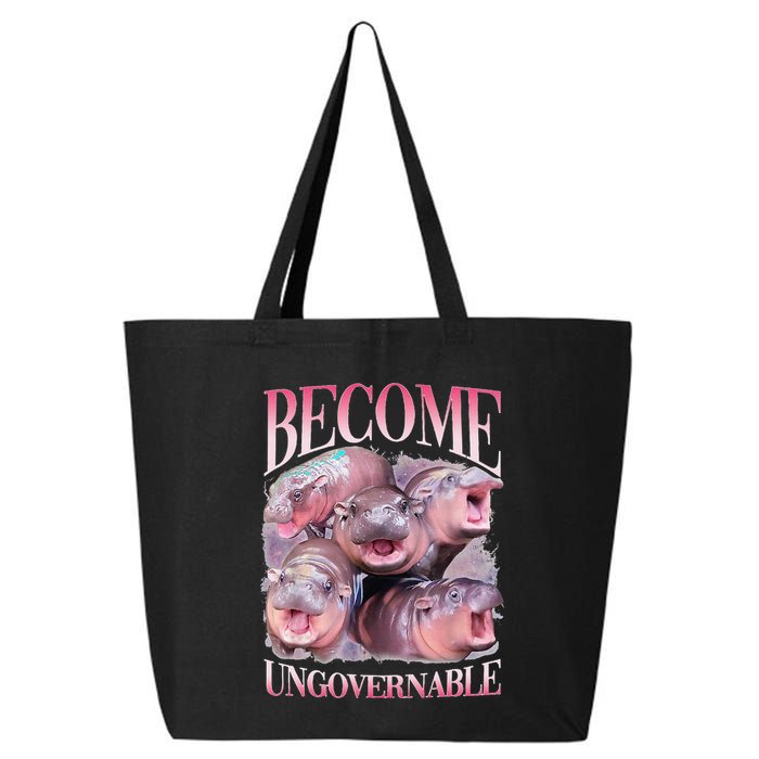 Become Ungovernable Moo Deng Funny Baby Hippo 25L Jumbo Tote