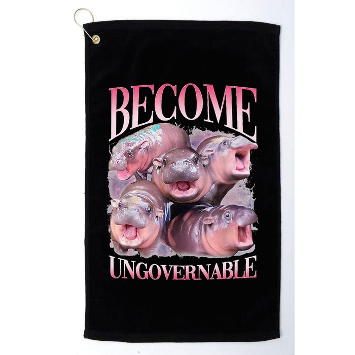 Become Ungovernable Moo Deng Funny Baby Hippo Golf Towel