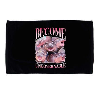 Become Ungovernable Moo Deng Funny Baby Hippo Microfiber Hand Towel