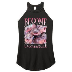 Become Ungovernable Moo Deng Funny Baby Hippo Women's Perfect Tri Rocker Tank